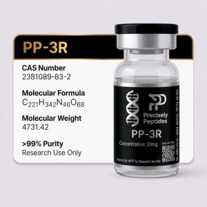 PP-3R Black Label vial and product label